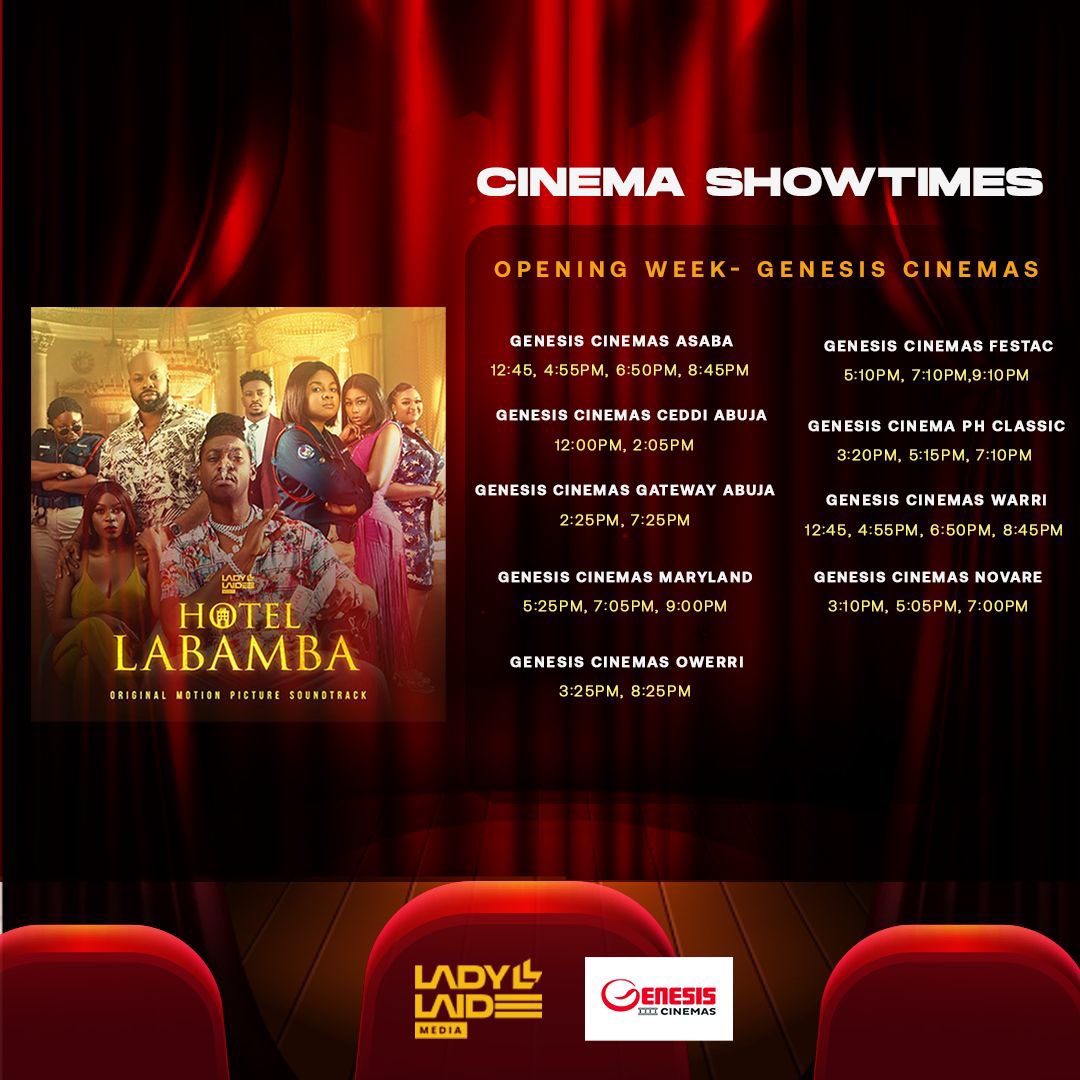 BaddieMA10's tweet photo. Hotel Lamba will be showing in all Cinemas across the country and wold wide today. Go catch and catch some fun. 

#HotelLabambaSoundtrack https://t.co/9s2ktVVJ1O