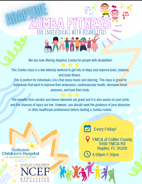 What a cool way to exercise &amp; connect here in Collier County, thanks to Golisano Children's Hospital of Southwest Florida <a href="/Lee_Health/">Lee Health</a> &amp; @NCEF_NWWF! Did we mention it's FREE! 
#exercise for individuals with #additionalneeds via #zumbafitness in #colliercounty
<a href="/YMCANaples/">YMCA of Collier County | Naples</a>