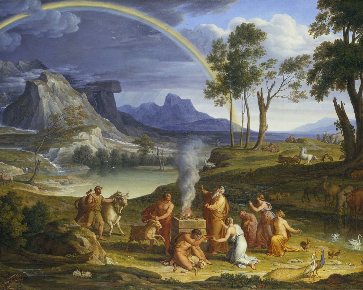 Eine ideale #Landschaft! 🌈 Joseph Anton Koch verbindet sorgfältig komponierte Landschaften mit biblischen Geschichten wie dieser, in der #Noah die Tiere rettet &amp; mit seiner Familie die Sintflut überlebt. Mehr entdecken 👉 sammlung.staedelmuseum.de/de/werk/landsc…