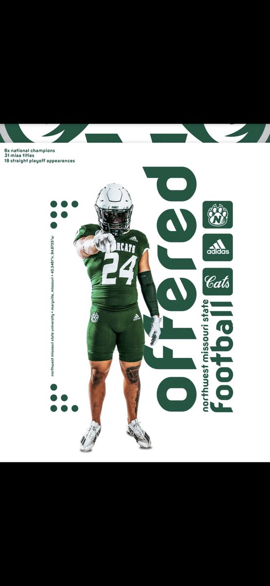 After a great conversation with @zmart_15 I’m blessed to receive an offer from Northwest Missouri State! @NWBearcat_FB @CoachBostNW @coachWillieHorn @LSWTitanFB @TopSpeedLLC @CoachCash_DBs @thelimboparks