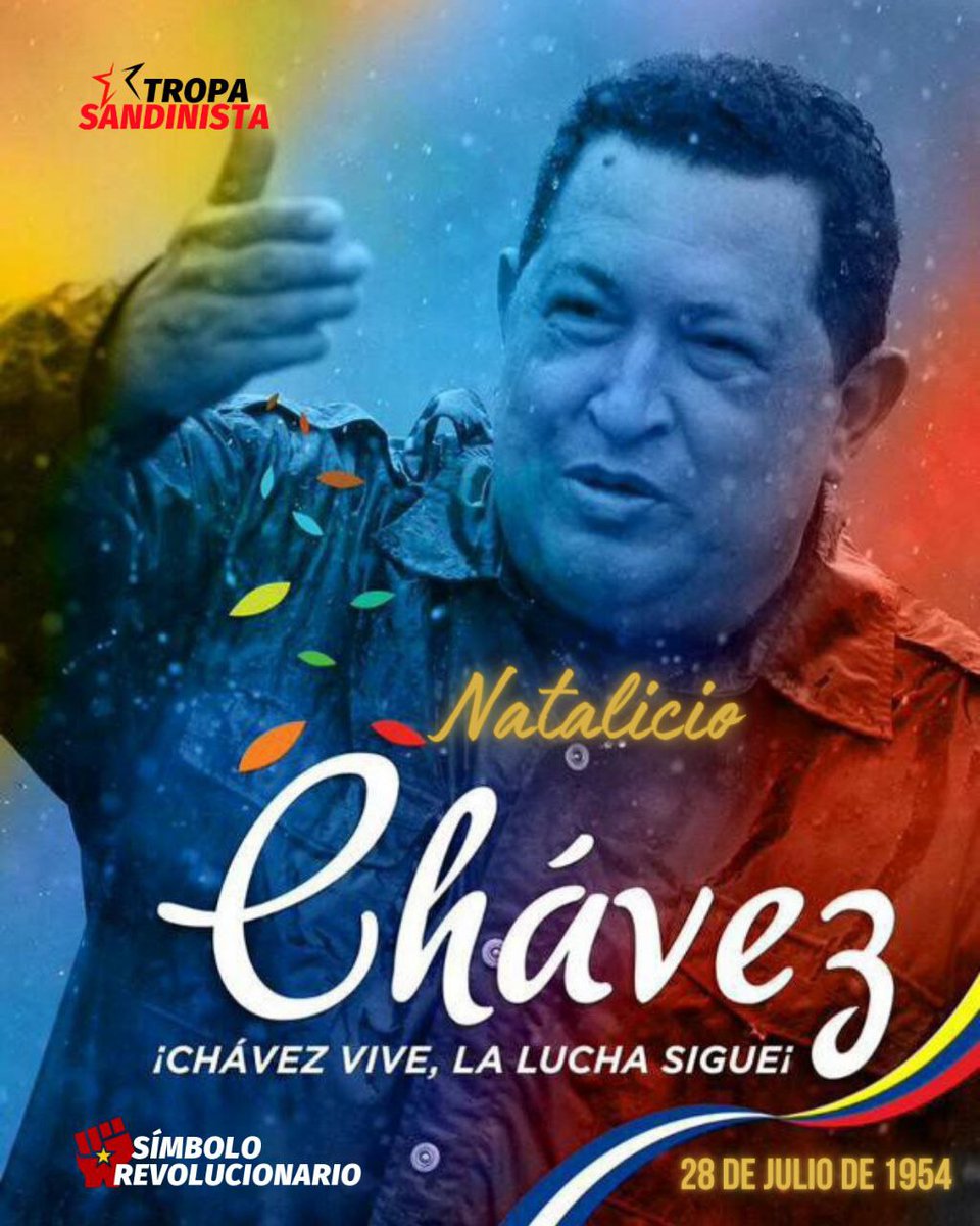 Buenos días compañeros ☀️

Hoy recordamos con mucho cariño al Cmdte #HugoChávez un amigo del pueblo de Nicaragua,un amigo de la paz y la justicia social.

¡Feliz cumpleaños Cmdte, que descanses en la eternidad! #TropaSandinista
