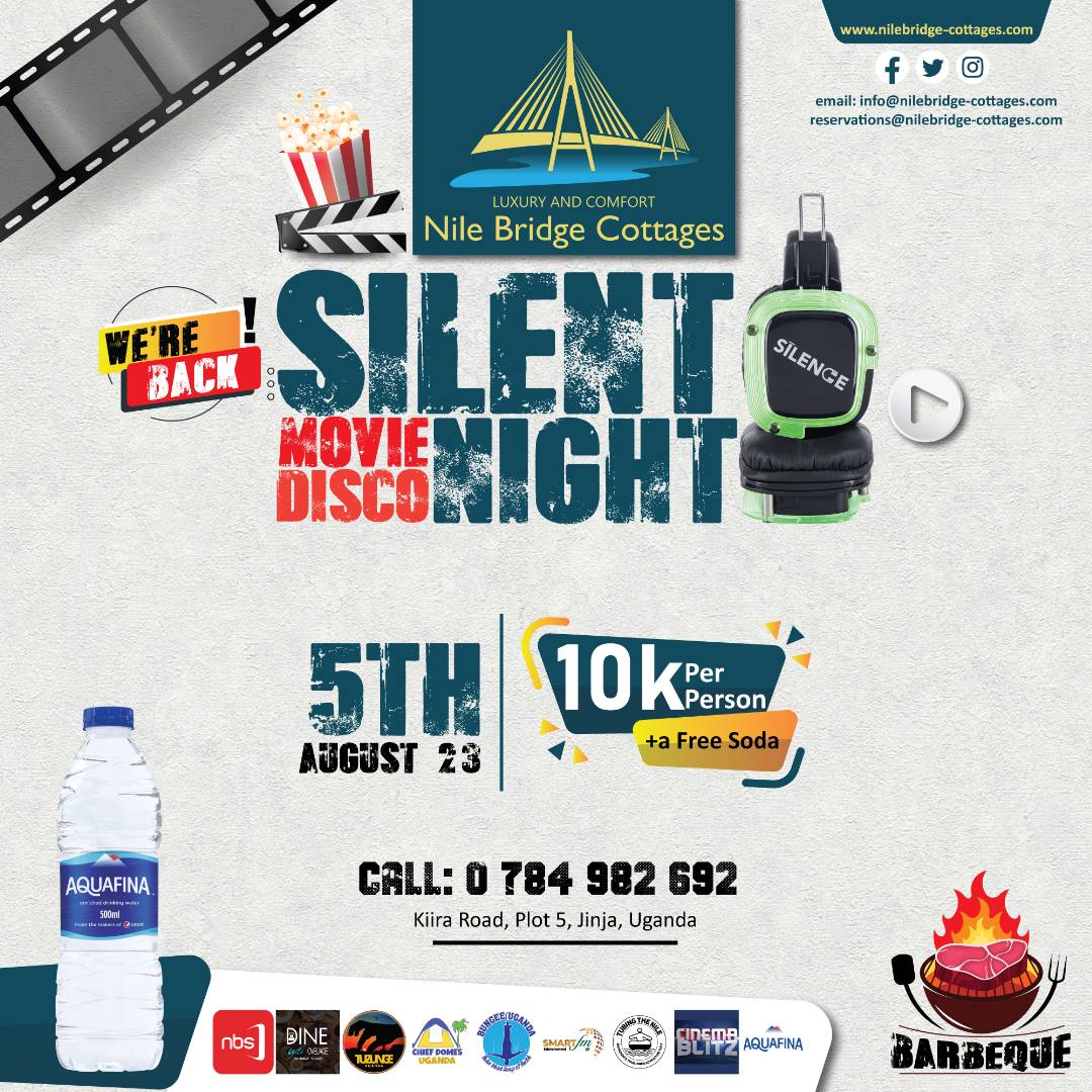 The #SilentMovie and #SilentDisco in Jinja @NileBridgeCotts,on 5th August 2023, the only plot that you should look forward to!!
