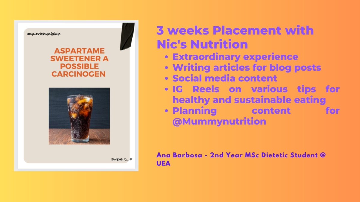 Congratulation to our students who finished their non-NHS placement today with #RoHuntriss & @nicsnutrition. One of our students Ana has shared an overview of her experience below: