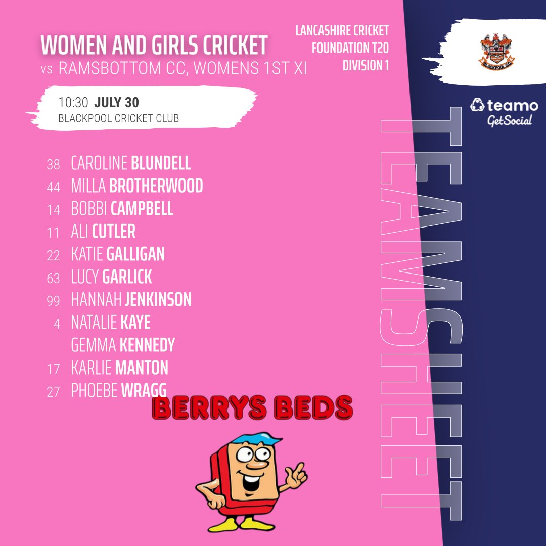 This Sunday we have a feast of cricket at Stanley Park.

Starting at 9:30 we have our under 11s taking on Whalley Range CC in the Lancashire Cup Semi Final.

At 10:30 on the other side of the ground our Women and Girls take on Ramsbottom in the LCF T20.