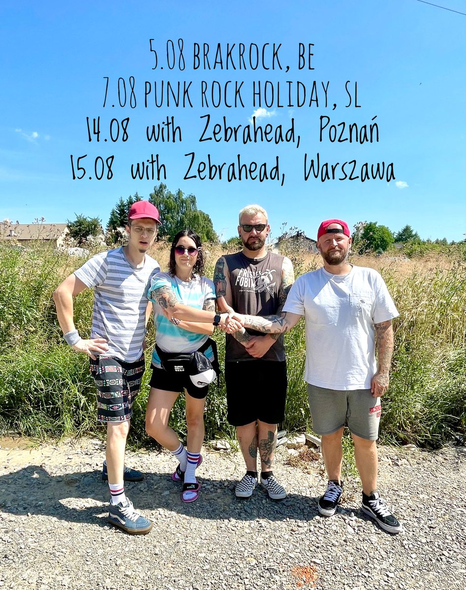 Our next stops. Thanks Marcin and Kanister, our friends on bass and drums this summer 🤝❤️ <a href="/PUNKROCKHOLIDAY/">PUNK ROCK HOLIDAY</a> <a href="/BrakrockEcofest/">Brakrock</a> <a href="/zebrahead/">Zebrahead</a>