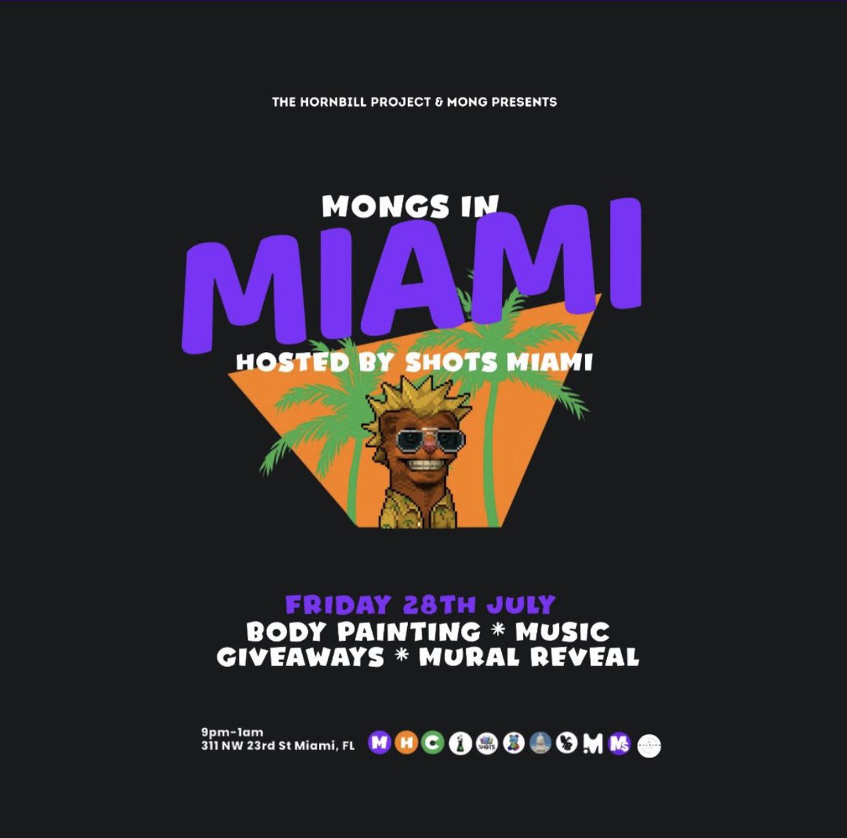 Today is that mother fucking day !!! See you at <a href="/Shots_Miami/">SHOTS MIAMI</a> 9pm 🎊

Live stream of the event and mural reveal going down as well 🍻 $MONG $BILL #MONG #MONGMOB #MONGLIFE #BILL #TheHornBillProject #THBP #Miami