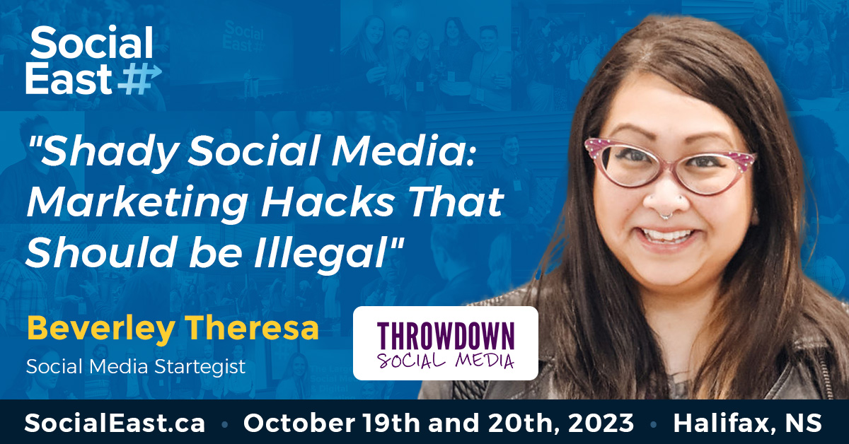 ‼️ Speaker Alert ‼️ 

Beverley Theresa’s extensive social media marketing experience produces a must-see presentation. 

Learn some ethical alternatives for shady social media strategies with Beverley at #SocialEast 2023.
 
socialeast.ca