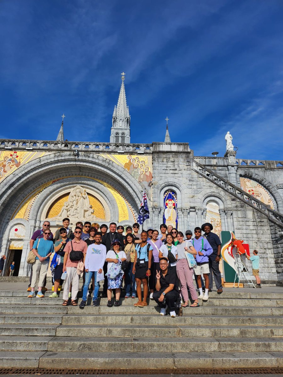 Our pilgrims have arrived safely and have begun the first leg of their 13-day pilgrimage! Their first stop was The Cathedral of Santa Maria in Burgos, Spain. Today they are spending the day visiting the Sanctuary of Our Lady of Lourdes in France. #worldyouthday2023