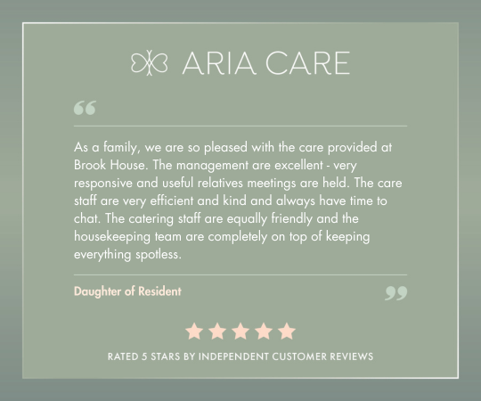 AriaCareUK's tweet photo. We love the feedback in this recent review of Brook House! Every member of the Aria Care team works hard to ensure all our residents feel at home in our communities and can continue to enjoy life the way they want to. https://t.co/eYT4HSOzmk