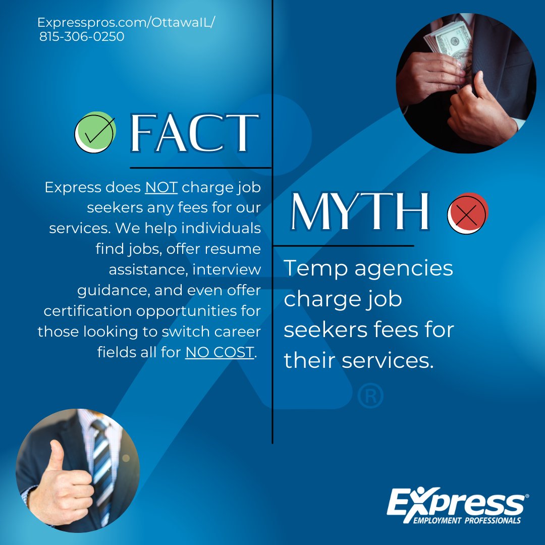 #FactCheckFriday! ✔️ Did you know Express does NOT charge job seekers fees for their services? Its true! 😱
At Express, we are passionate about what we do, and want to build trusting relationships with our clients and associates. Offering our services for free to our...