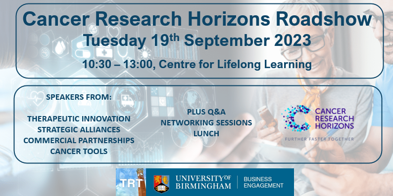 The TRT and @BE are thrilled to invite you to the Cancer Research Horizons Roadshow. Come along to learn about exciting opportunities to enhance or begin your translational journey. Register below to join! @CR_Horizons @HTIbham @unibirm_MDS rb.gy/kacve