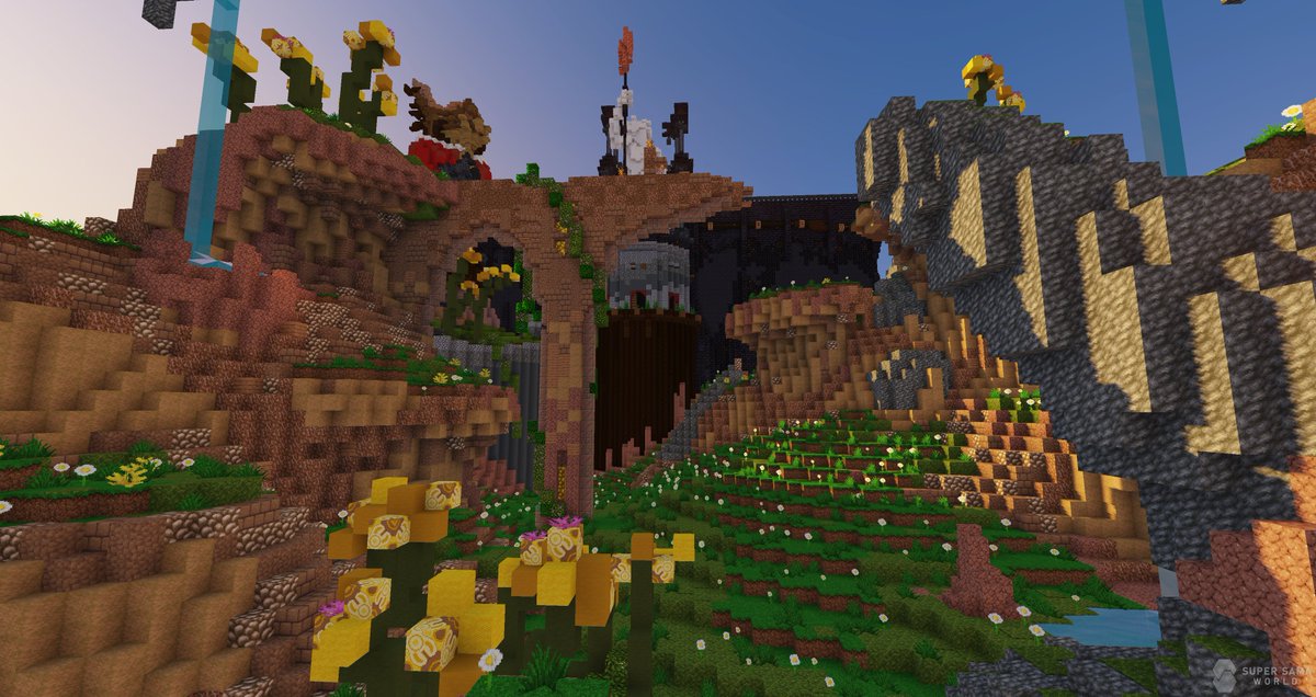 SuperSamaWorld's tweet image. Voici le plot de Drackke : "Bienvenue dans une vallée féerique et verdoyante remplie de fleurs jaunes. Celle-ci est gardée par une immense muraille et par la gardienne des lieux !"

#Minecraft #MinecraftBuilds #minecraftservers #supersamaworld #SSW