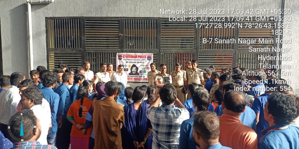 SanathnagarPs's tweet photo. Today Sanathnagar Police Station had conducted Cybercrime awareness program at Agromech Industrial Area in Sanathnagar Police Station limits and educated public about the types of frauds doing on the basis of internet and guided to avoid and be safe https://t.co/EfkwBHiLJl