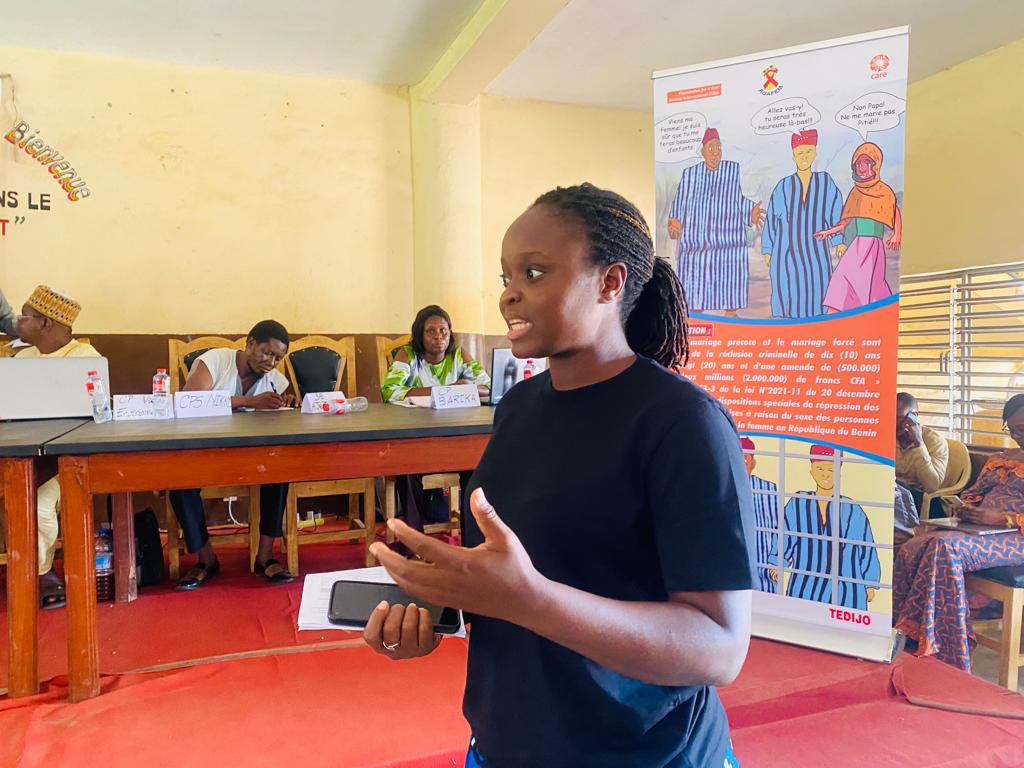 Mettant l’autonomisation de la jeune fille au ♥️ de ses activités, le projet “Gnon Goni” du <a href="/roajelfbenin/">Roajelf Bénin</a> compte promouvoir par la même occasion l’égalité de genre et la masculinité positive.
Ledit projet a été présenté ce jour par là Chef Projet, Gabrielle HOUNKPATIN