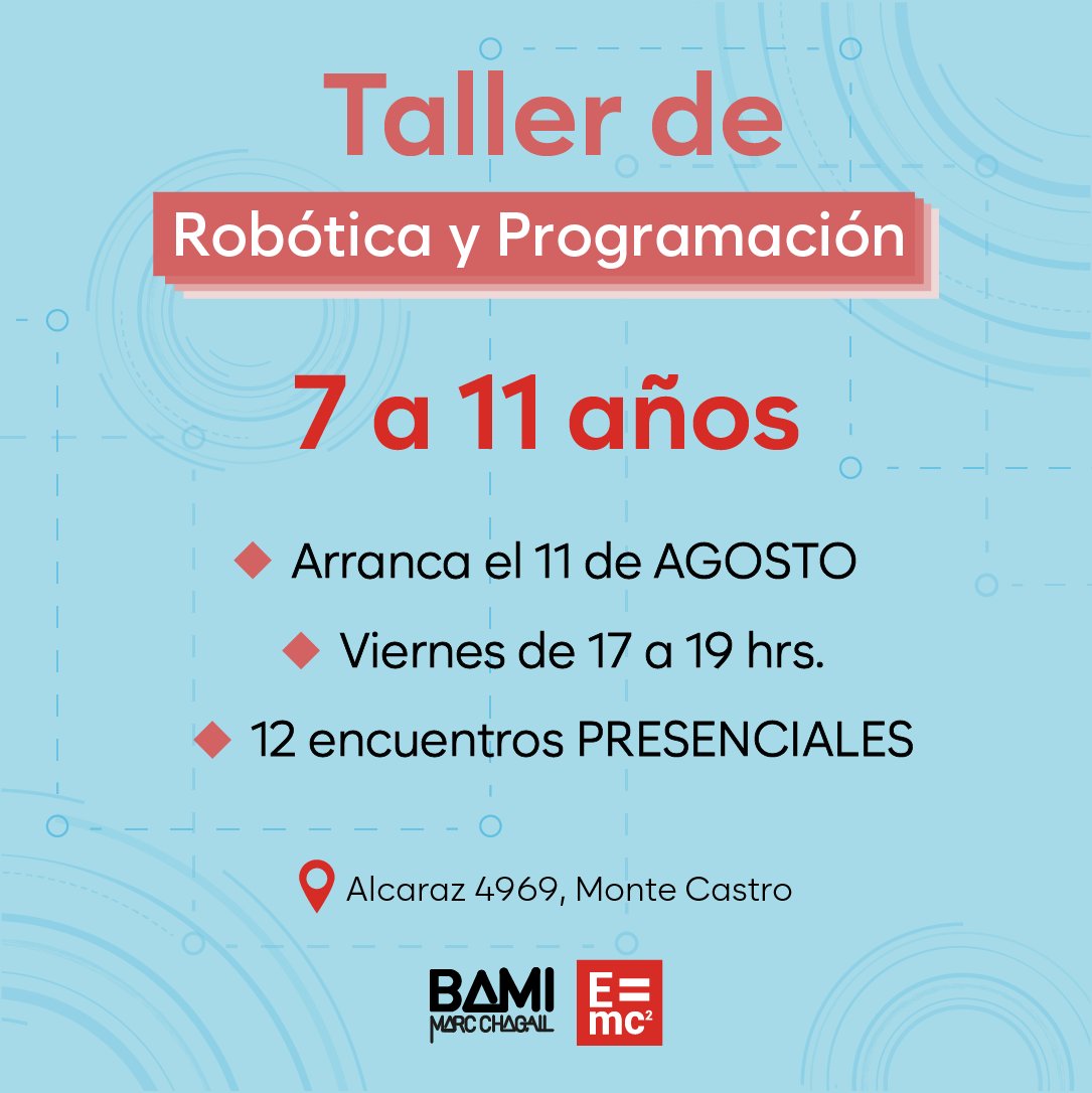 proyectoemc's tweet photo. Está abierta la inscripción al TALLER DE ROBÓTICA Y PROGRAMACIÓN PARA CHICOS DE 7 A 11 AÑOS 🤖

Comienza el 11 de Agosto! 

Más info por MD ✉️

#robot #robotica #roboticaeducativa #roboticaemc #electronica #programacion #scratch #robomind #arduino #impresion3d #tinkercad https://t.co/udRYMl723I