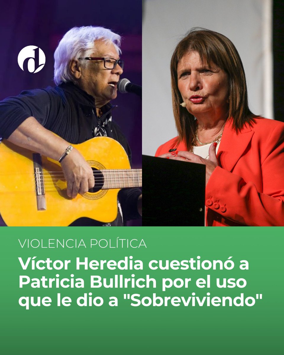 eldestapeweb's tweet photo. ❌ Víctor Heredia repudió que los militantes de Patricia Bullrich hayan usado el ritmo de su canción “Sobreviviendo” para pedir una Argentina sin la vicepresidenta Cristina Fernández de Kirchner.

Leé más ➡️ https://t.co/2xo6kVwYSI https://t.co/aemmg2JjAI