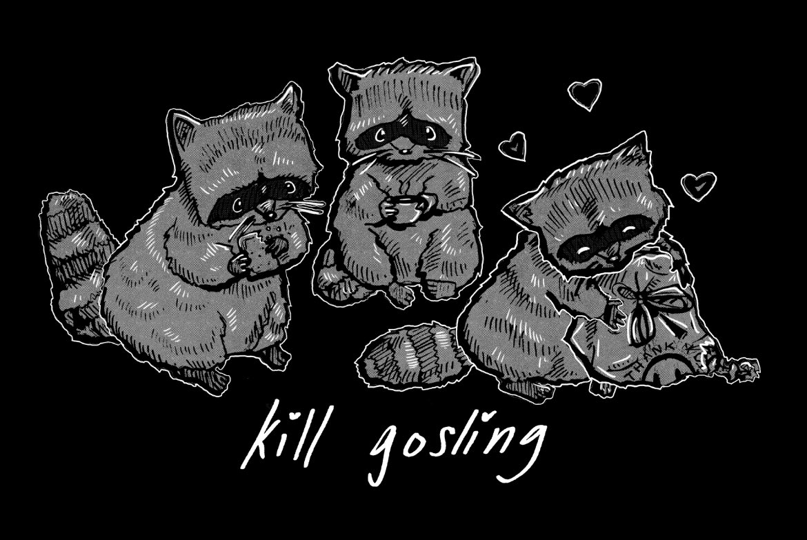 killgosling's tweet photo. hi. we have new shirts. available at shows.

design by @insiggybaby https://t.co/V2TXjrCEtx