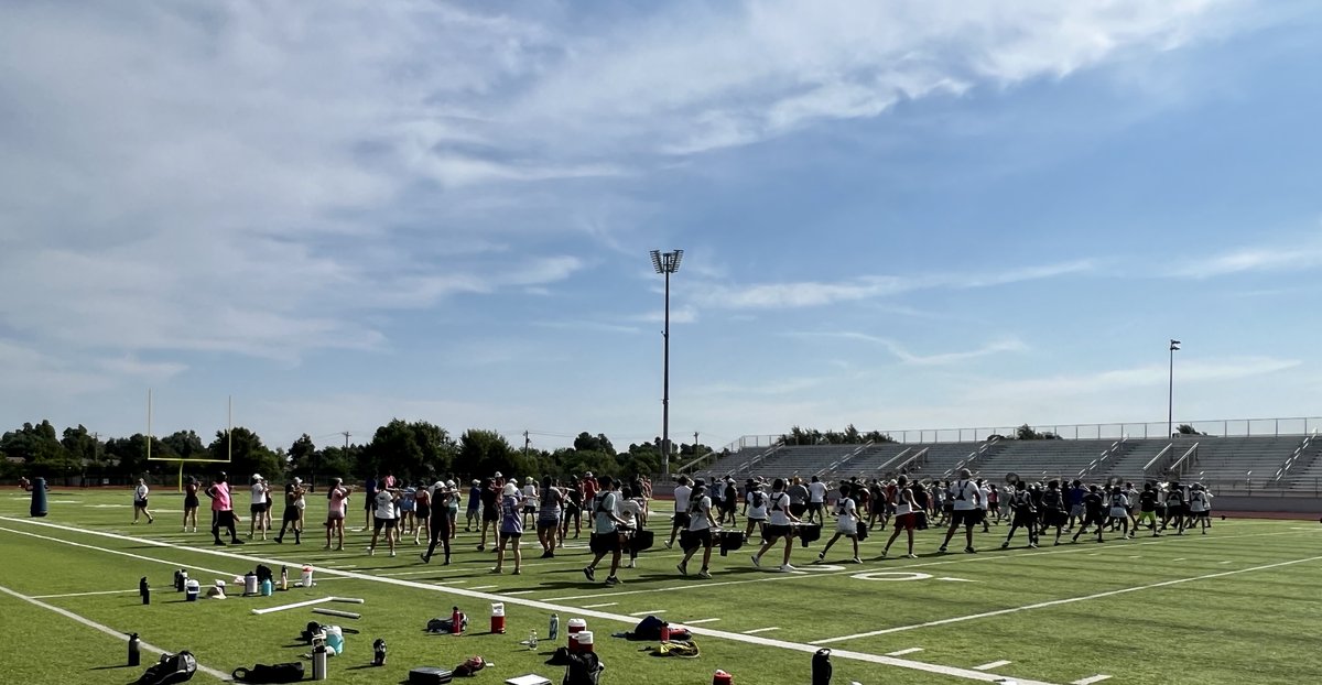 EdmondSchools's tweet photo. Band and Color Guard students from our three high schools are hard at work for the upcoming season. Catch a sneak peek:

Edmond Santa Fe - August 4th, 7 pm - Wolves Stadium

Edmond North - August 8th,  7 pm - Husky Stadium

Edmond Memorial - August 11th,  6 pm - Bulldog Stadium https://t.co/gCtRnRgvyh