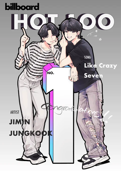 晚来的祝贺😭🎉
#Jimin_LikeCrazy 
#JUNGKOOK_Seven 