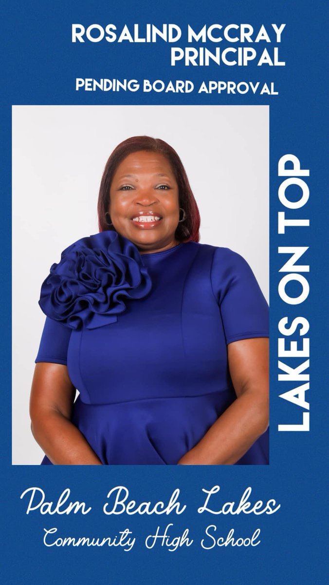 LakesOnTop's tweet photo. School year of 2024 is almost here, and we are thrilled to have Mrs. Rosalind Gray-McCray as our new principal! #RamRevolution #LOT https://t.co/3yQjLILXXh