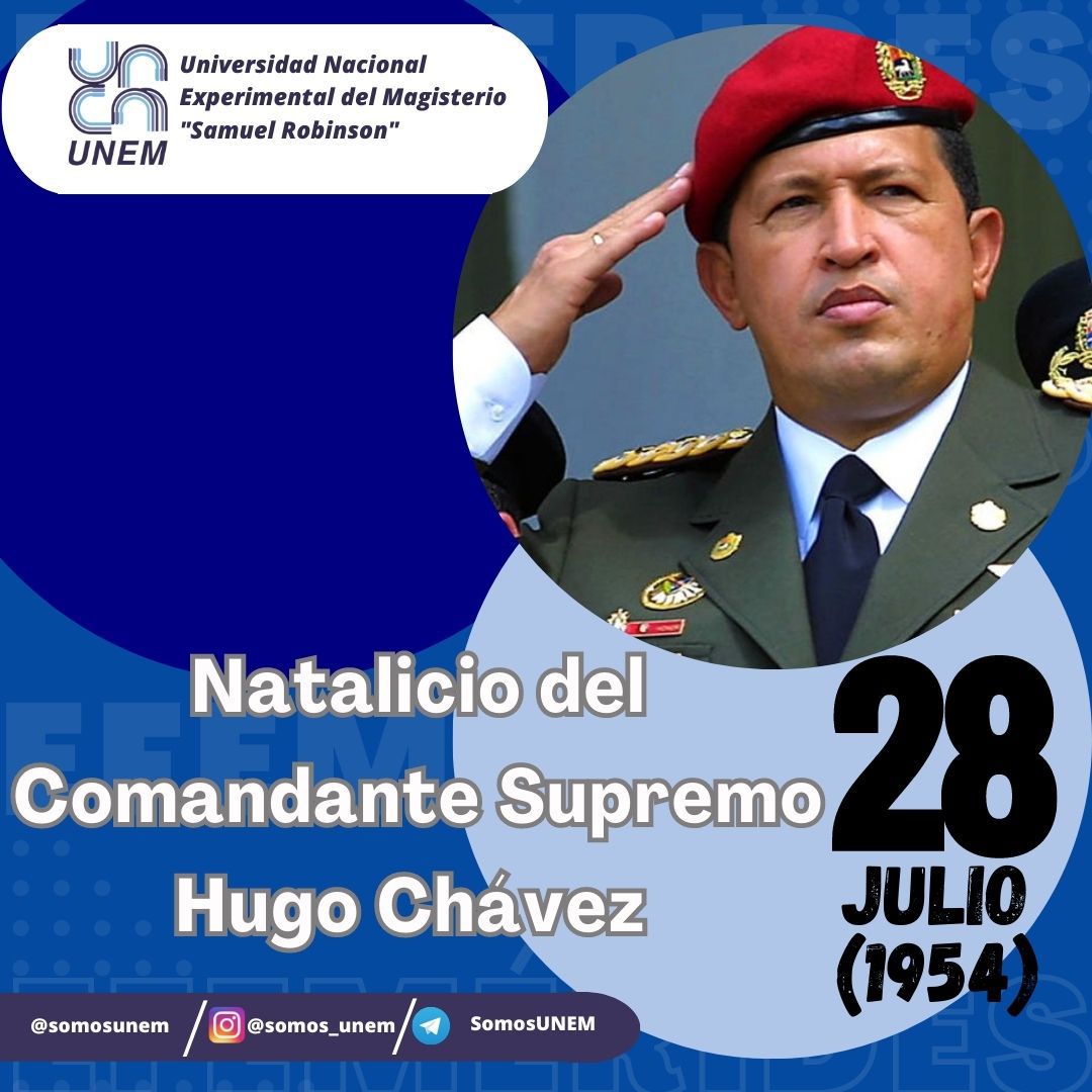 Comandante Hugo Chávez, un hombre visionario que irrumpió en la Historia Política de Venezuela dejando un Legado de Inclusión y Justicia Social, su Amor por el Pueblo ha hecho que se mantenga vivo en cada uno de los corazones de los venezolanos❤️  <a href="/SomosUnem/">SOMOS UNEM</a>