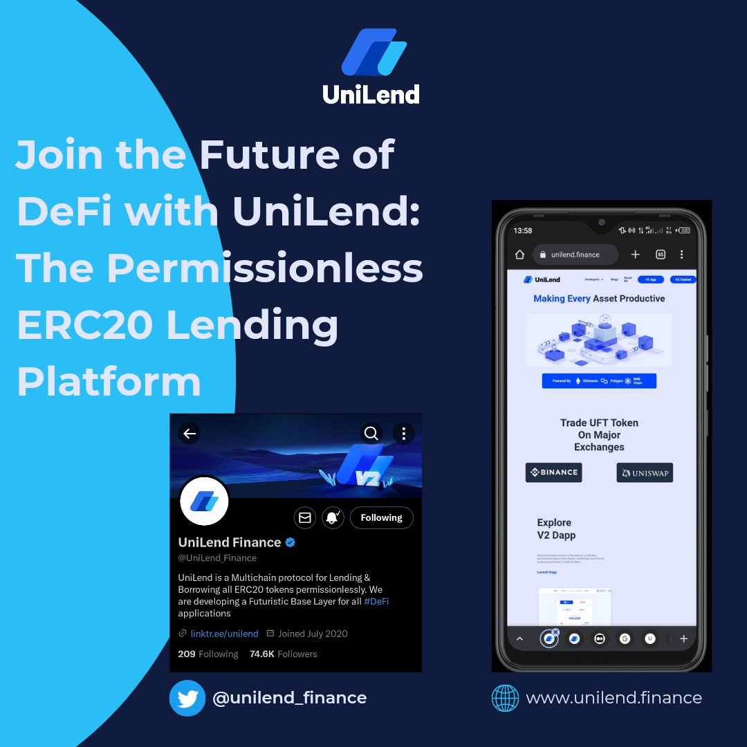 iamsuccinct's tweet photo. 🚀🔗 Join the #MultichainRevolution with @UniLend_Finance! 💰💪
Discover the future of decentralized finance and unlock limitless possibilities. 🌐✨ Don't miss out on this game-changing opportunity!

#UniLendFinance #DeFi #Crypto https://t.co/08t1m5FNs4