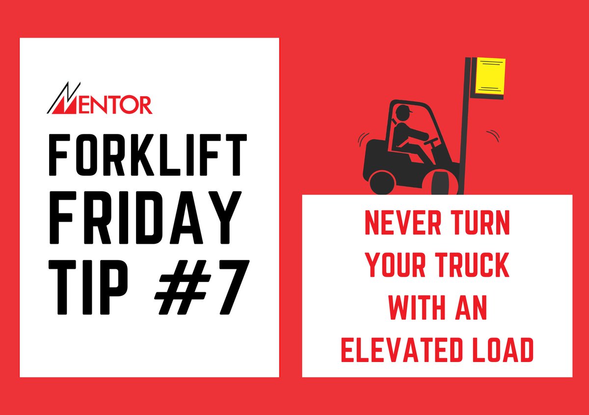 This #ForkliftFriday we're tackling one of the most common hazards. Turning with an elevated load is extremely dangerous, and can quickly lead to instability, risking lost loads and even tip overs. Always complete one action at once &amp;, when moving off, adopt safe travel position.