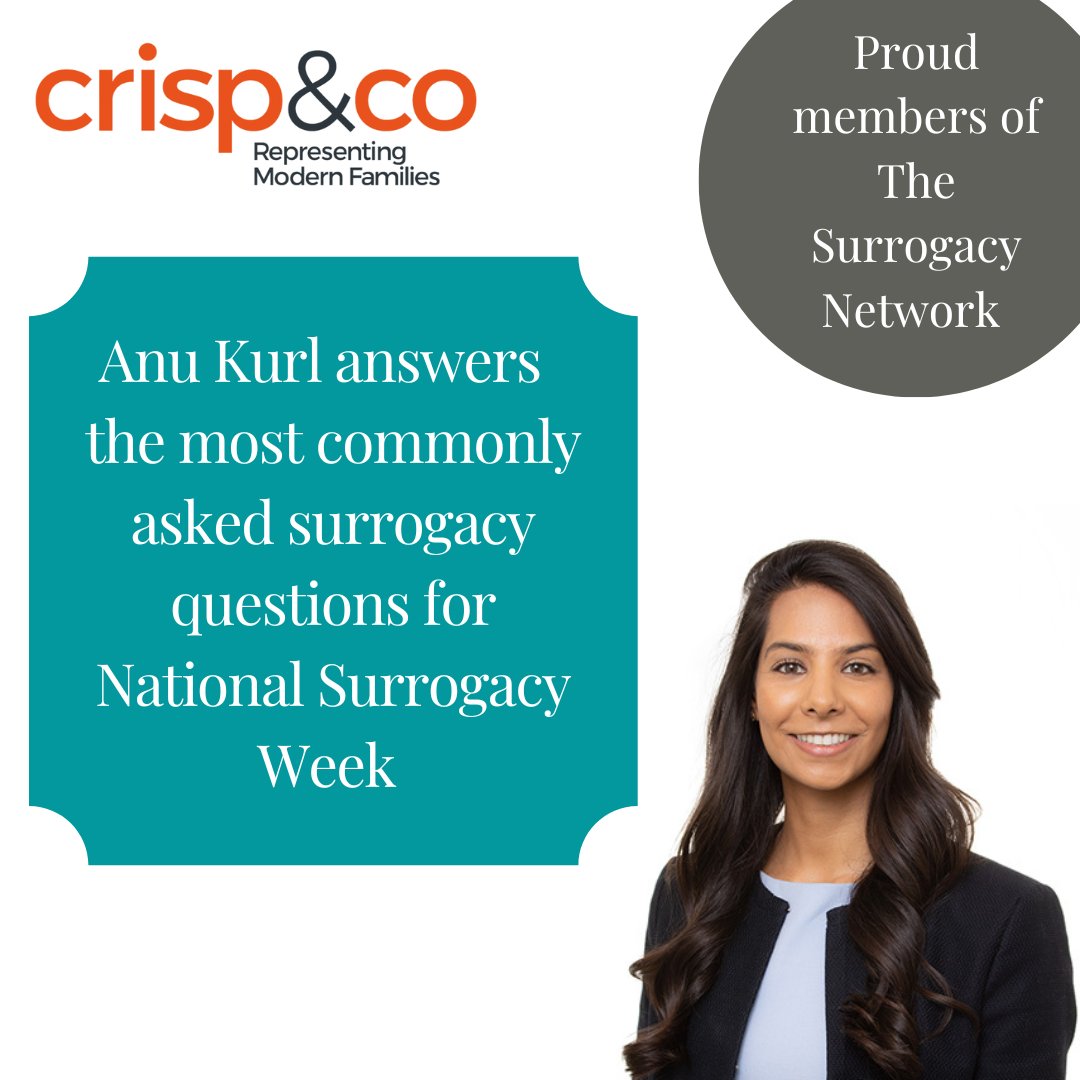In light of National Surrogacy Week 2023, Anuradha Kurl, partner and solicitor at Crisp & Co, has answered the most commonly searched surrogacy questions in the UK ow.ly/aYNW50Pnvwv

#NationalSurrogacyWeek #SurrogacyUK #FamilyLaw