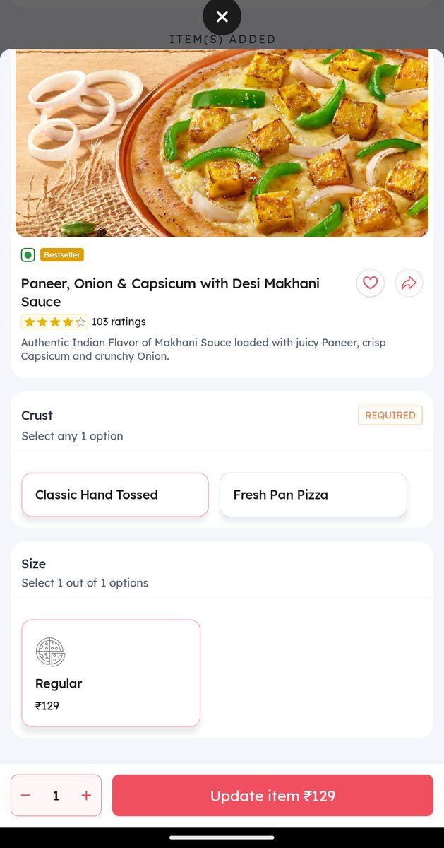 singhjitendraor's tweet photo. I ordered a Makhani Paneer (in pic) pizza from @PizzaHutIN with delivery partner @zomato that cost around 454+74 tax =528₹ and that was surprisingly too small (I am not sure they delivered the right size). 1/2 https://t.co/IF3aFKPz2l