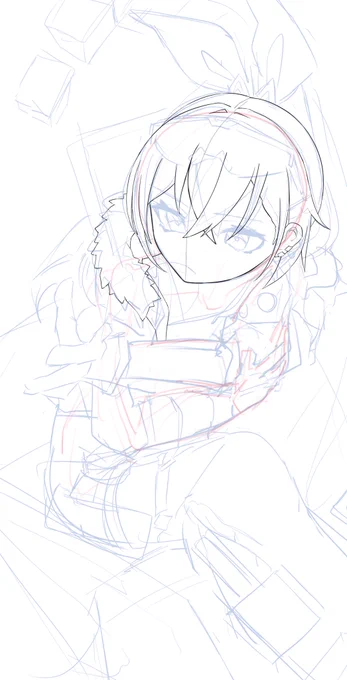 今回は骨格とか筋肉を早い段階で意識しながら描いてる 
