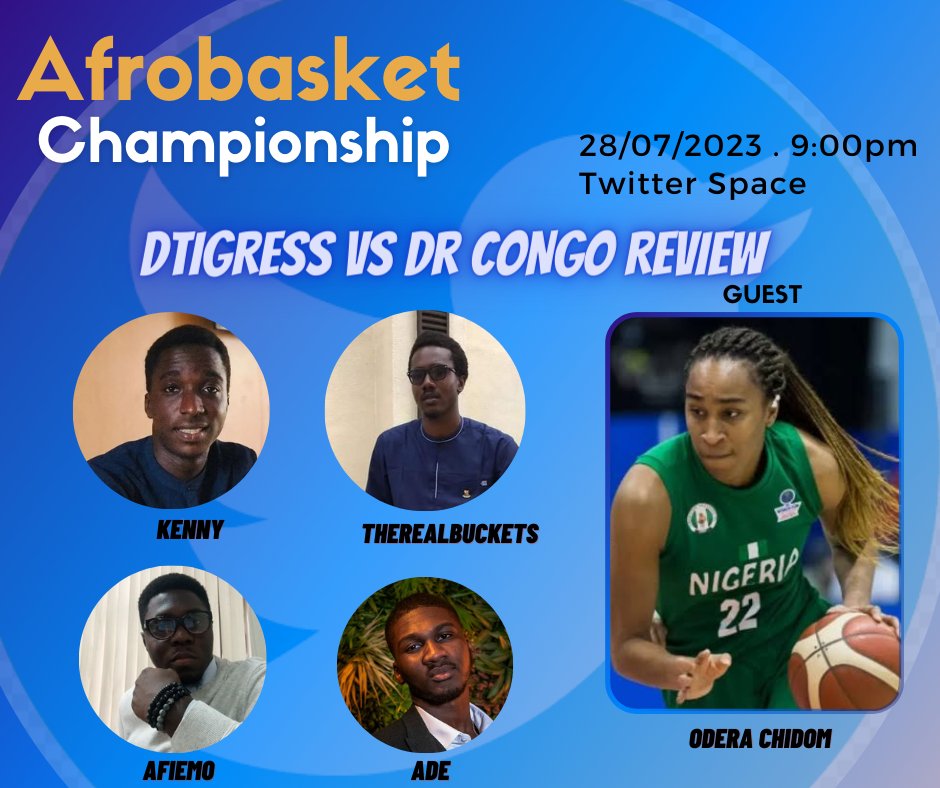 BigKensyn's tweet photo. Yayy! D'Tigress star Odera Chidom will join me, @therealbuckets @Afiemo_AO @dtigersden 9pm tonight as we will review D'Tigress victory over DR Congo today. 

Gonna be big!!! https://t.co/YJifJndh51
