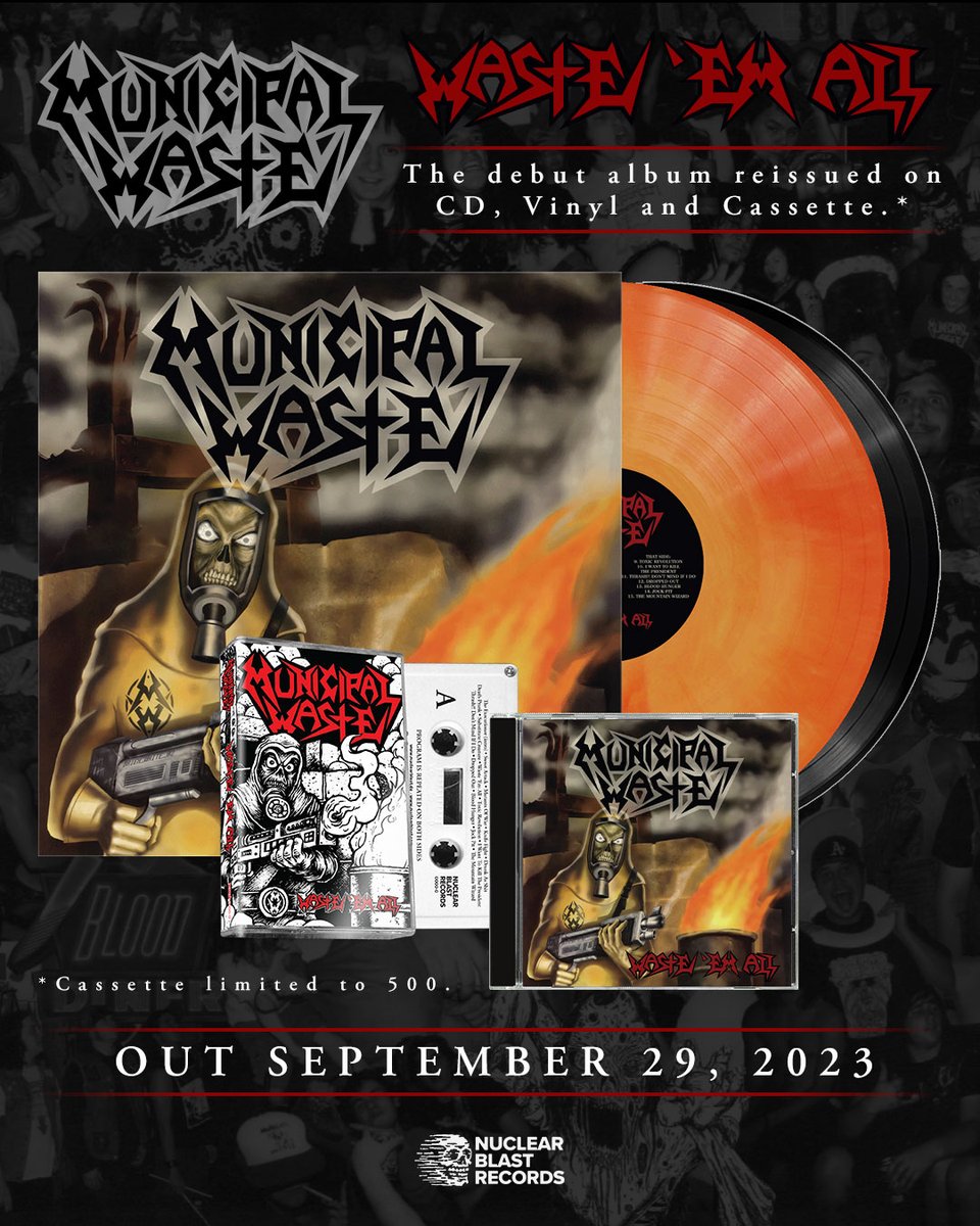 We're psyched to announce the reissue of our debut album WASTE 'EM ALL on CD, Vinyl and Cassette (ltd to 500) with reimagined artwork by Shaun Filley (Annihilation Time, What Happens Next?). Out September 29th via @NuclearBlast. PRE-ORDER AT 👉 municipalwaste.bfan.link/waste-em-all.t… #Metal