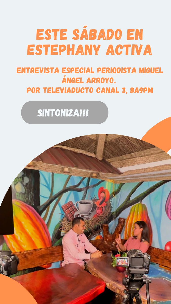 estephanyactiva's tweet photo. Ponlo en agenda, mañana tienes que ver la entrevista especial al periodista Miguel Angel Arroyo de 8a9pm por @Televiaducto en tiempo real https://t.co/JTUEjoK9Cr Periodistas Activos a Otro Nivel. https://t.co/hGVjwyL6K6