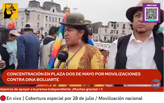 WaykaPeru's tweet photo. 🔴 #EnVivo | "Los pueblos originarios han despertado... nosotros vamos a luchar hasta encontrar justicia. Estamos incluso dispuestos a dar nuestra vida por recuperar la democracia, aquí estamos viviendo una dictadura cívico-militar conducida por la señora Dina Boluarte. ¡Exigimos su renuncia!" expresan dirigentes sociales de #Puno en Plaza Dos de Mayo.
👉 Conéctate: https://t.co/VQK5tx4uvK
