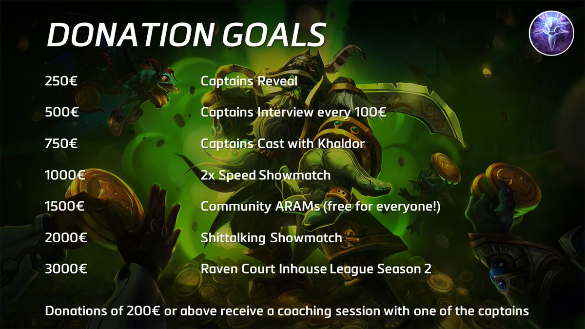 You can support the Raven Court Inhouse League via crowdfunding!

gofundme.com/f/raven-court-…

Check out the amazing rewards every milestone we reach!

Help us donating and sharing this to everyone so we can keep making events like this ♥