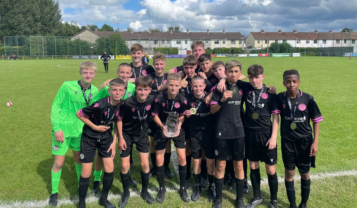 StMirrenAcad's tweet photo. And the boys have done it! A 1-0 victory in Broughshane against Co. Down means we are @supercupni Vase winner! Well done the young team!!! Special shout-out to Luke Douglas who was Junior Golden Boot Winner 🏆🥇 

⚫️⚪️| #COYS @saintmirrenfc https://t.co/JfNCrQJpWG