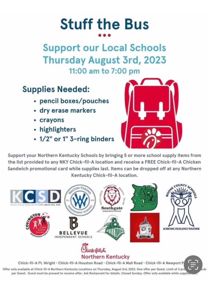 RiverRidge_KCSD's tweet photo. Do you love Chick-fil-a & giving back to your community?!
Read the flyer for details ⬇️
#rrengage #backtoschool2023 #communitysupport @KentonFRYSC @TheKCSD https://t.co/o3W2eBHmj2