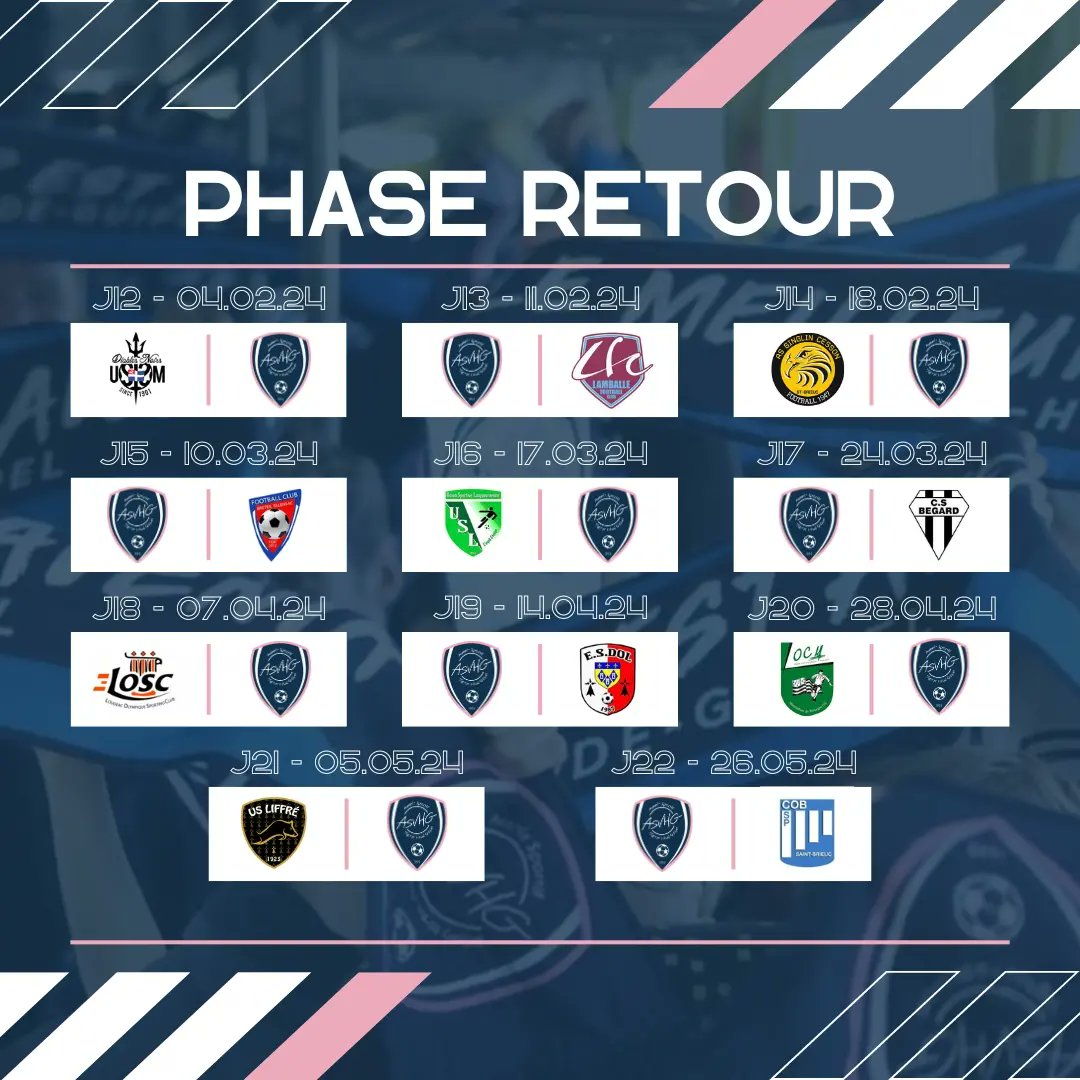 Découvrez le calendrier de la saison 2023-2024 pour le groupe R1 ! 💙🤍

Début du championnat le 10 Septembre par un déplacement sur le terrain du <a href="/cob/">Chai</a>.sp.5 ⚽
Premier match à domicile le 24 Septembre avec la réception de la réserve de l'@ussaintmalo35 ⚽

#LeMeilleurEstAvenir
