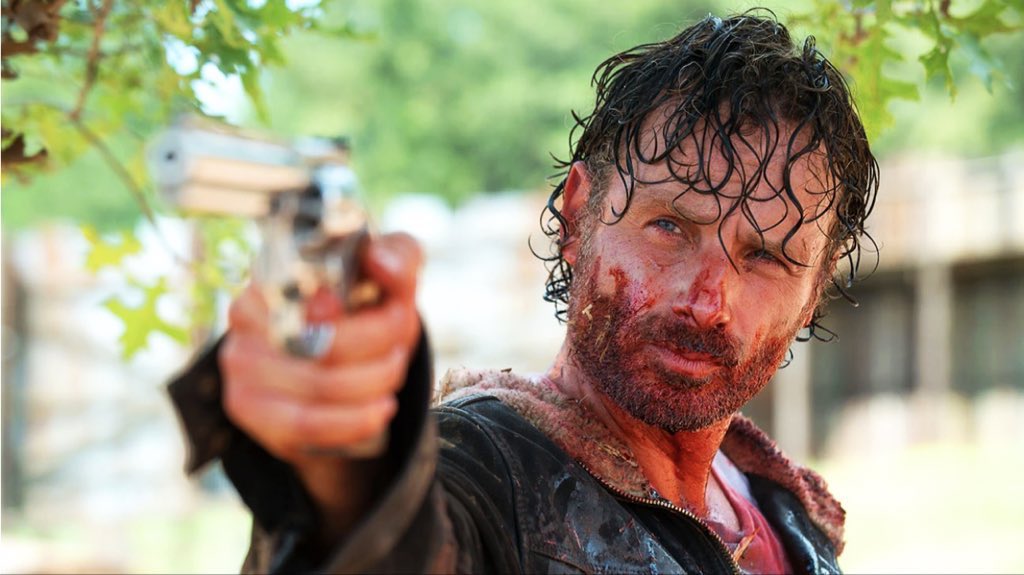 ricksprickk's tweet photo. rick grimes is bloody and you expect me to pay attention to the plot ? https://t.co/1kLRFjZM5d