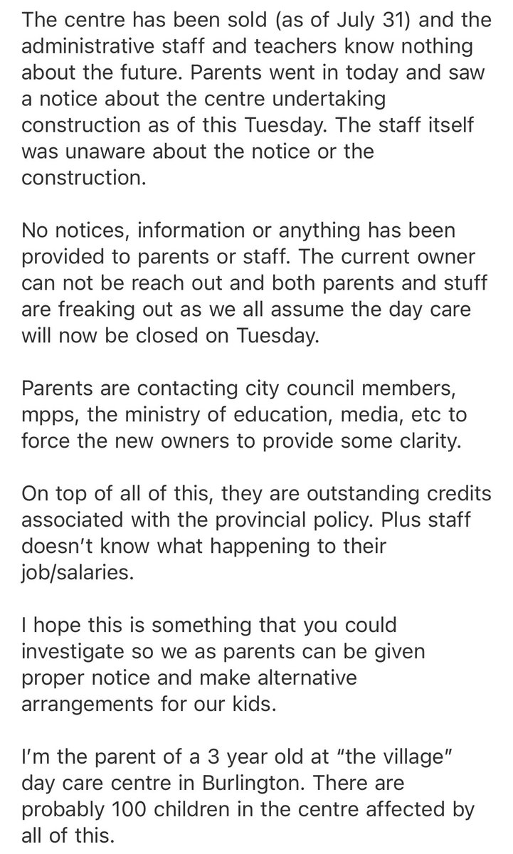LopezMalkina's tweet photo. @MariannMeedWard @CBCNews @globalnews @karinagould @fordnation @TheSpec @RegionofHalton @ONeducation @AngBentivegna @NatalieKPierre 

 Hoping you can help us or spread the word  about what is happening with the village care centre in Burlington (Alton Village) https://t.co/E4HVsn4QfY