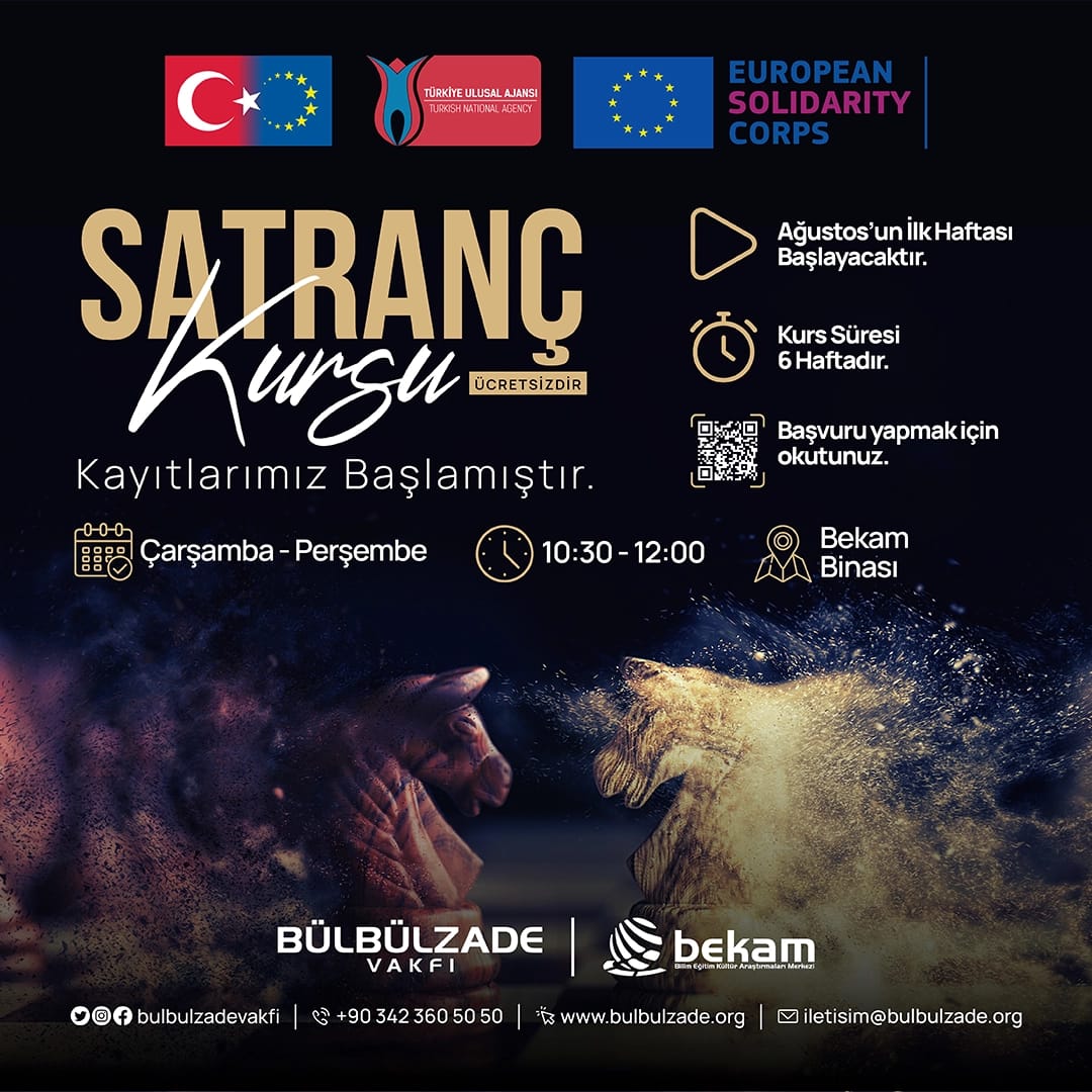BekamOrgTr's tweet photo. ♟ Satranç kursu kayıtlarımız başladı.

✒ Kayıt olmak için aşağıdaki formu doldurabilirsiniz.

https://t.co/mlxhDJAJGm https://t.co/r7s3kNOLdj