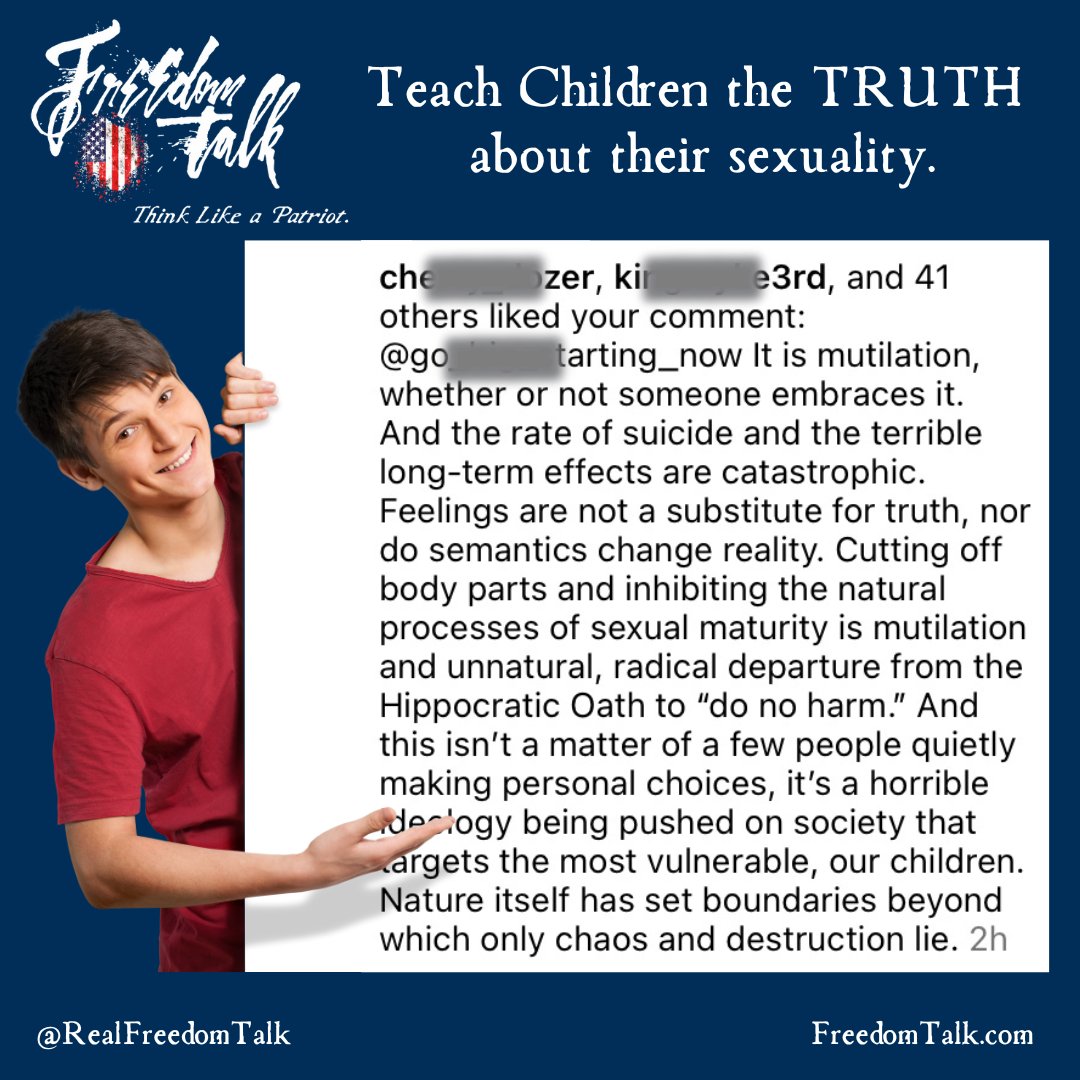 RealFreedomTalk's tweet photo. #FollowScienceNotFeelings
You know it's true.
Stop lying to our children.
#ThinkLikeAPatriot
https://t.co/5QoG0PP8al https://t.co/vrhWeT5XcK