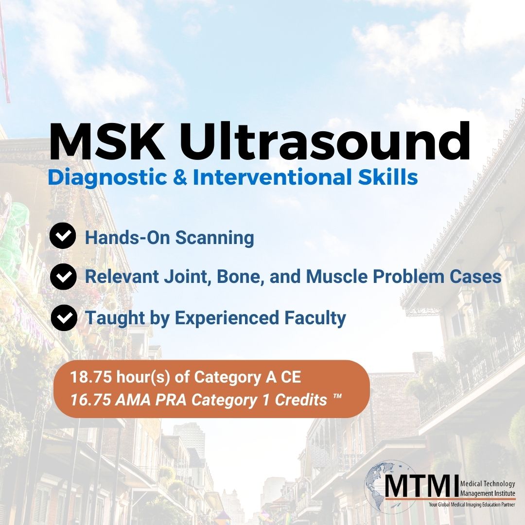 Join us in New Orleans on Sep 15-17 for training in Musculoskeletal Ultrasound. Discover how to effectively diagnose injuries and different pathologies, guide needle placement during interventions, and more! Only a few seats remain - secure yours TODAY! mtmi.net/course/essenti…