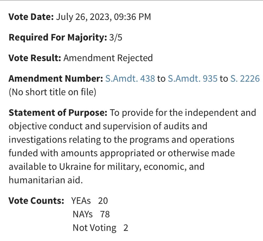 WatcherGuru's tweet image. In 2022, the US Senate passed a bill to hire 87,000 new IRS agents to investigate citizens finances. 

Yesterday, the Senate blocked a bill to monitor and audit billions of taxpayers dollars sent to Ukraine.