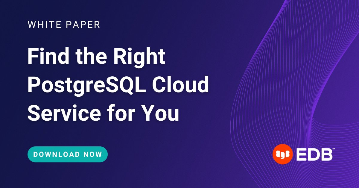johnnyq72's tweet photo. Is your business short on the time, talent and resources needed to empower your developers to do more? Then it’s time to consider fully managed Postgres in the cloud.

https://t.co/TscFTIre6d

#Posgres #PostgreSQL #DbaaS #opensource #AWS #Azure #cloud #BigAnimal https://t.co/g4ETOidkL2