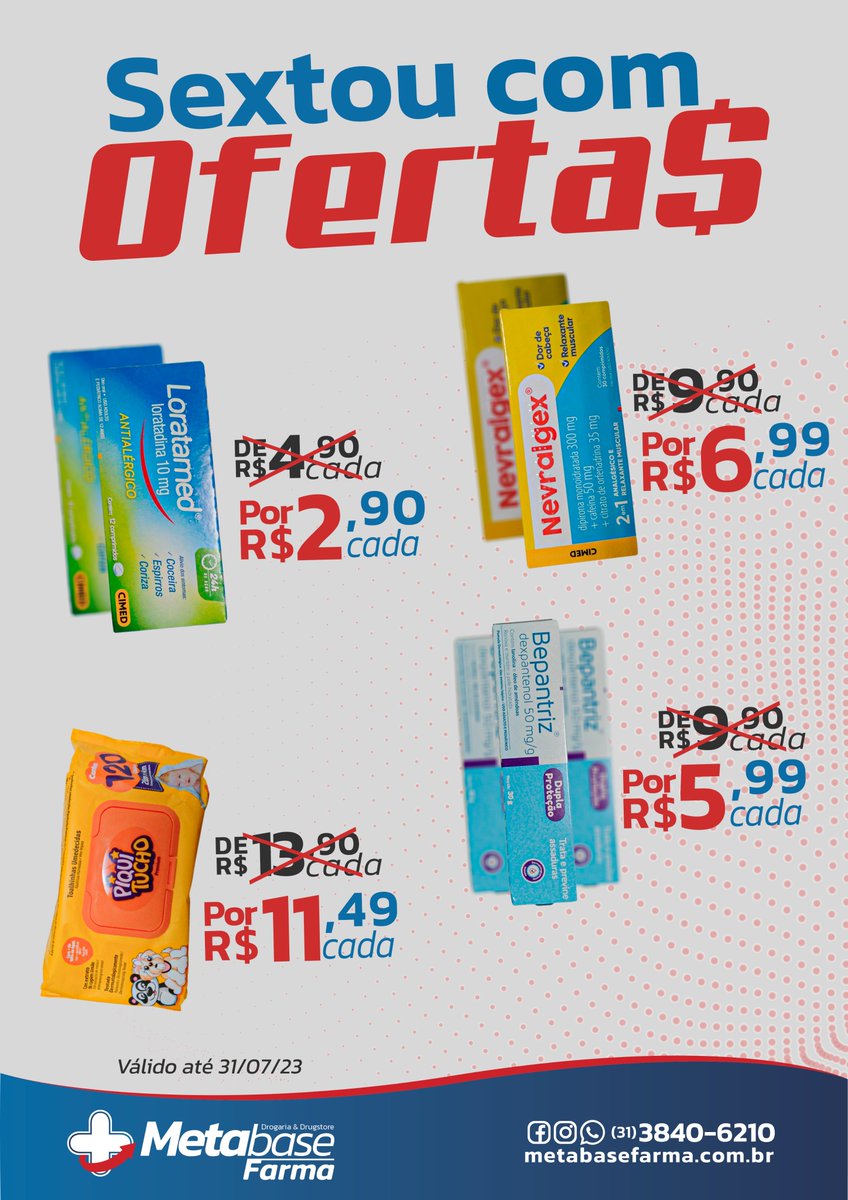 metabaseitabira's tweet photo. Sextou com ofertas na Metabase Farma.

Metabase Farma
📷|Tudo que você é sua família precisa, AQUI TEM!
📷|Entrega Grátis (31) 3840-6210 / ligação e WhatsApp (consulte regiões) https://t.co/fTuXeIpYVw