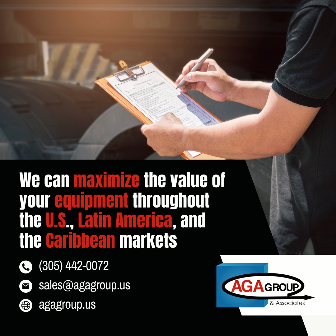 AGAgroupMiami's tweet photo. Unlock the full value of your equipment! 🌍 From the U.S. to Latin America and the Caribbean, we'll maximize its potential and optimize returns. Trust our expertise to enhance the value of your assets. #GlobalMarketCoverage #CargoHandling #equipment #cargo #deals #transportation https://t.co/PcyJHnSBCh
