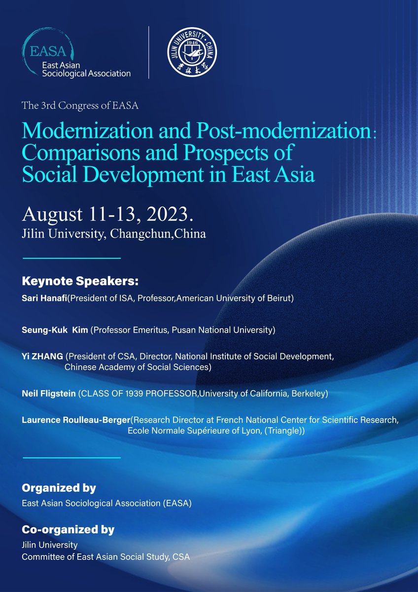 I am so glad to be in China soon. I will give a keynote at the Conference of East Asian Sociological Association (EASA) (Jilin University) and then one talk &amp; Academic Writing Workshop in Beijing. Looking forward to having conversations with my Chinese aa East Asian sociologists.