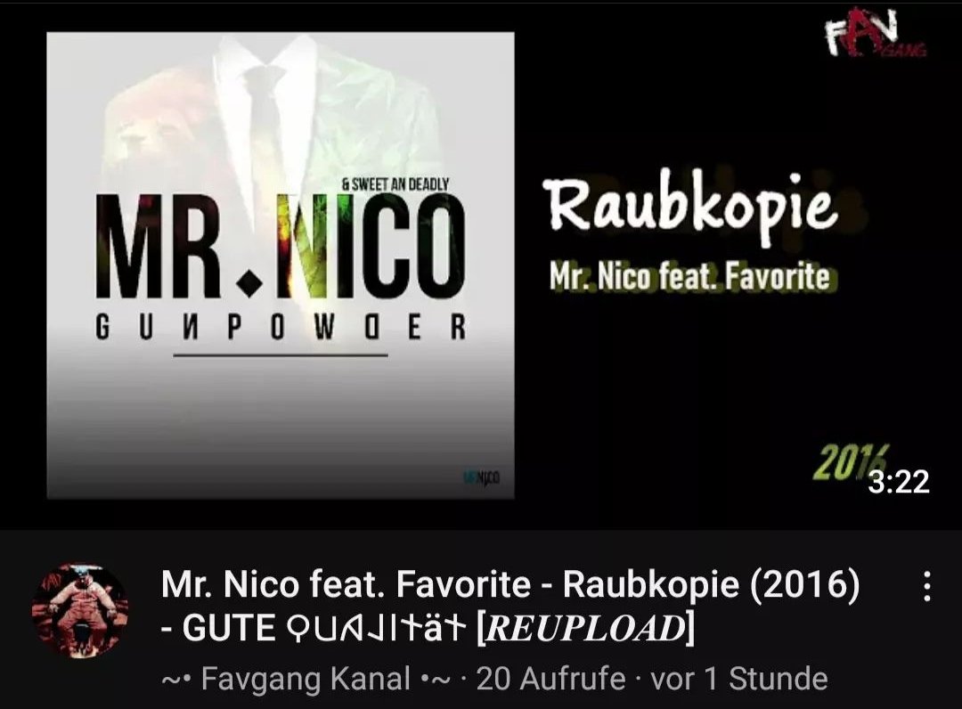 Dieser Track wurde am 28.10.2016 auf 𝗠𝗿. 𝗡𝗶𝗰𝗼'𝘀 EP 𝗚𝘂𝗻𝗽𝗼𝘄𝗱𝗲𝗿 veröffentlicht und war bis vor kurzem noch hier auf YouTube zu finden, ehe er von 𝗠𝗿. 𝗡𝗶𝗰𝗼 gelöscht wurde. 
youtu.be/cy3nzvQF8Fg