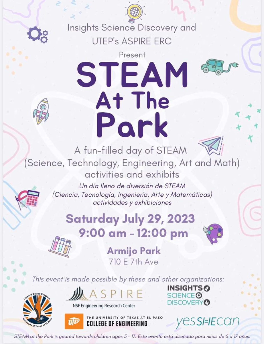 Don’t have plans this Saturday? Consider attending this fun STEAM opportunity at Armijo Park from 9 am - 12 pm.